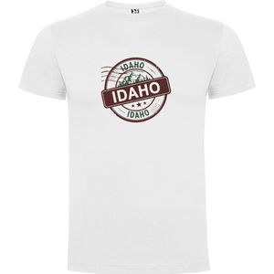 Wit Wanna have t-shirt voor de echter Amerika liefhebber Poststamp / Poststempel USA Amerikaanse staat Idaho Print Full Color Maat S