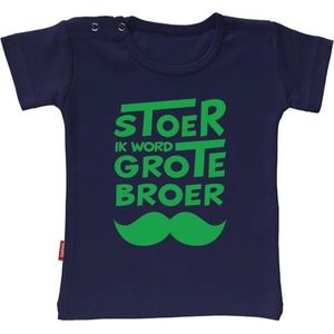 Babygoodies Zwangerschapsaankondiging T-shirt - Stoer grote broer snor (Navy 1-2j)