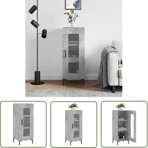 The Living Store Dressoir 34,5x34x90 cm bewerkt hout betongrijs - Dressoir - Houten Dressoir - Grijze Dressoir - Vintage Dressoir - Interieurdecoratie
