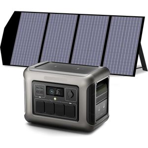 Powerstation - Generator - Aggregaat - Powerbank - Draagbare - met 140W Zonnepaneel - 1152Wh LiFePO4 Zonnegenerator - met AC Output voor Buiten en Noodstroom