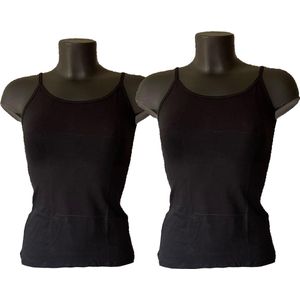 Embrator dames Spaghetti Hemdjes 2-stuks zwart maat L