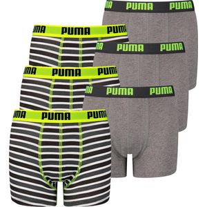 BOXERS 6 PACK Puma Basic Boxer Boxershorts met bedrukte strepen Jongens kinderondergoed