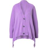 MIAMODA - Dames - Cardigan cape-look knoopsluiting lange mouwen - Lavendel - Maat 50+