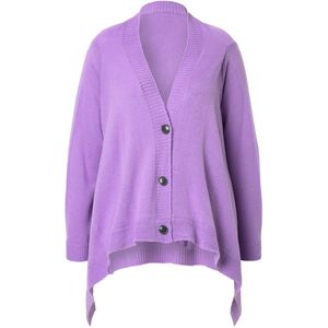 MIAMODA - Dames - Cardigan cape-look knoopsluiting lange mouwen - Lavendel - Maat 50+