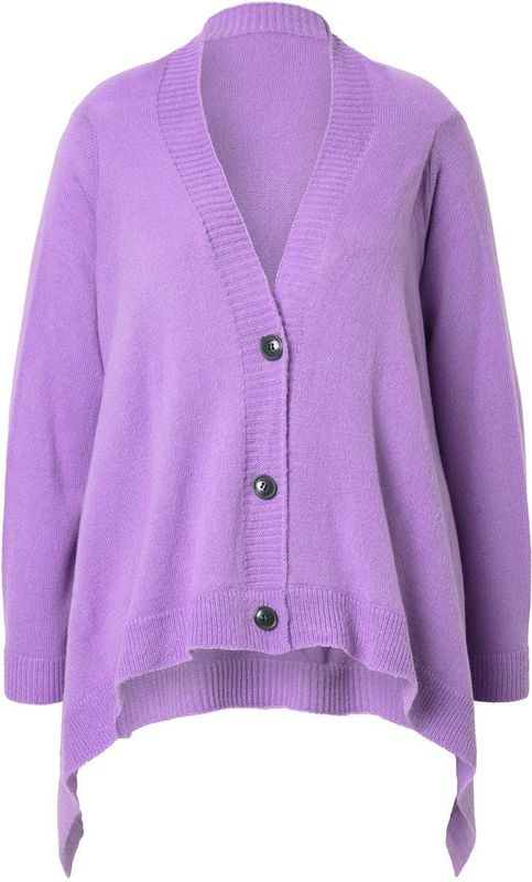MIAMODA - Dames - Cardigan cape-look knoopsluiting lange mouwen - Lavendel - Maat 50+