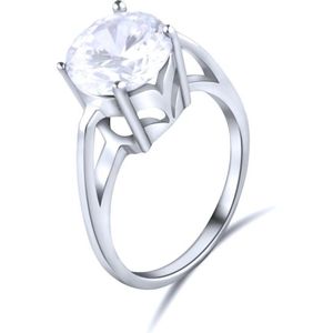 Quiges - 925 Zilveren Ring Klassiek Verhoogd Kroontje Solitair met Zirkonia Kristal - QSR10918