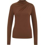 WE Fashion - Shirt - Bruin - Effen - Lange Mouw - Slanke Pasvorm