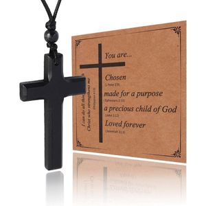 Natuurlijke Houten Kruis Hanger Ketting voor Mannen en Vrouwen - Religieuze Charms en Cadeaus