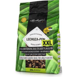 LECHUZA-PON XXL 25 liter - extra grofkorrelige, zuiver minerale plantensubstraat - groter dan standaard LECHUZA-PON - Korrelgrootte ca. 2 cm. - Voorbemest voor 6 tot 8 maanden - ALTIJD BETER DAN AARDE!ALTIJD BETER DAN AARDE!