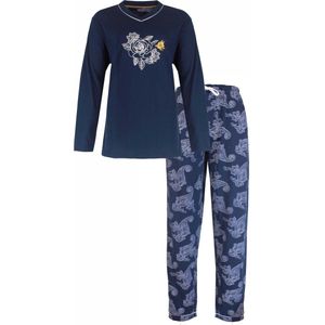 Medaillon Dames Pyjama - 100% Katoen - Blauw - Maat S