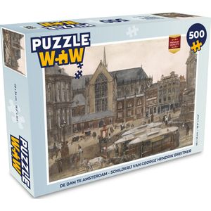 Puzzel De Dam te Amsterdam - Schilderij van George Hendrik Breitner - Legpuzzel - Puzzel 500 stukjes