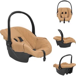 vidaXL Babyautostoel - Veiligheidszitje - 42 x 65 x 57 cm - Taupe/Zwart - Linnen/Kunststof - Autostoeltje