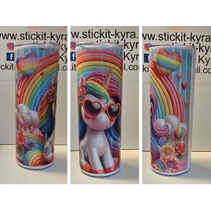 RVS Tumbler/drinkbeker (gepersonaliseerd) Unicorn Eenhoorn