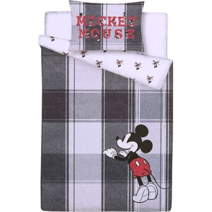 Zwart-grijs, dubbelzijdig katoenen beddengoed 135x200 Mickey Disney, OEKO-TEX