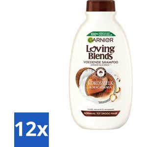 Garnier Loving Blends Kokosmelk en Macadamia Shampoo 300 ml - Voordeelverpakking - 12 stuks