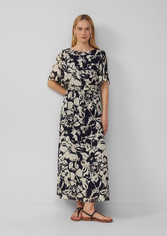 Jurk - Chiffon Maxi - All-over Print - Gesmokte Details - Volantmouwen