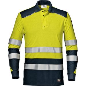 SIR SAFETY SULTAN POLO Hi Vis Reflecterend Korte mouw Werkpolo HEREN Geel Blauw - 210 g/m² - Antistatisch - Reflecterende Band