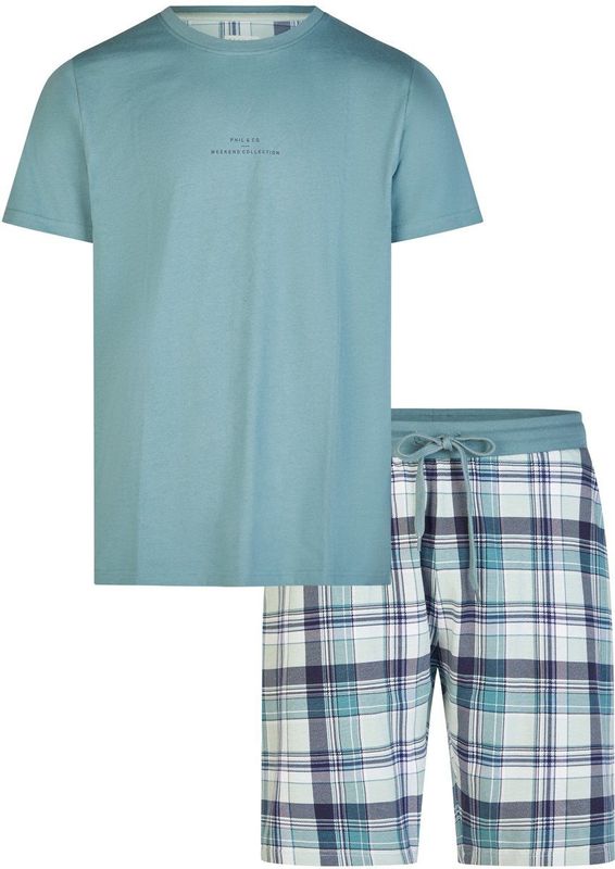 Phil & Co - Korte Pyjama Set - Groen - Heren - Geruit