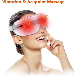 WizBay Premium Select® 3 in 1 Vibration Warmte en Acupoint Oogmasker - Oogmasker Slaap - Oogmasker Wallen - Oogmasker Warm - 4 Standen - Automatic - Beauty Pupil Mode - Vitality Mode - Sleep Mode - Ingebouwde Soft Relax Muziek - Oplaadbaar - Wit