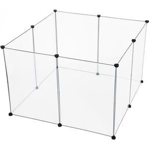 Puppyren voor binnen - stabiele constructie - transparant & veilig - kunststof & metaal - ruime opzet - 102x102x70 cm