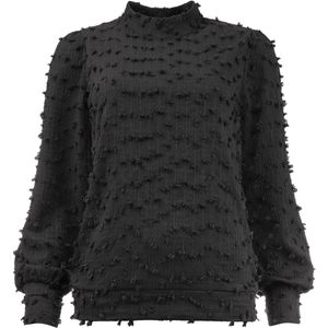 NED T-shirt Aspatria Ls Button Rmj Dot Krinkle 25w1 U375 02 900 Black Dames Maat - S