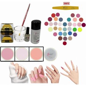 Guardian Beauty Acrylpoeder Set - 3 Kleuren - 27g - Flamingo Roze, Transparant en Perzik Roze - Met Accessoires