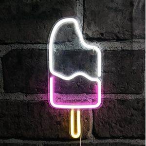 ZoeZo - Neon Wandlamp Ijs - LED - Inclusief 2 ophanghaakjes - Ice Cream - Neon Verlichting - Sfeerverlichting - Led lamp - Ijsje - Neonlicht - Neon lamp