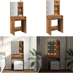 vidaXL Kaptafel met LED-verlichting 60x40x140 cm oud houtkleurig - Kaptafel - Kaptafels - Kap Tafel - Make-up Tafel