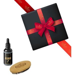 Velihan Beardcare - Baardverzorging Duo Pack Baardolie Clary Sage & Baardborstel - Cadeau voor mannen - Vaderdag Cadeau - Cadeau voor hem - Cadeau voor Kerst - Valentijdsdag mannen - Giftset mannen - Geschenkset man - Cadeauset verjaardag