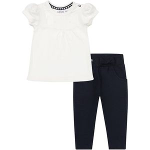 Dirkje kledingset - 2delig - Lange Blauwe broek met strikje - Wit shirt met kant - Maat 86