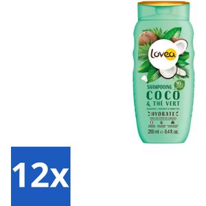 Lovea – Shampoo – Kokos & Groene Thee – Verfrissend – 250 ml - Voordeelverpakking - 12 stuks
