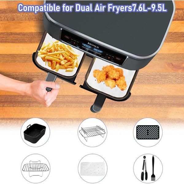 Dual Zone Hot Air Fryer Accessoires, 7-delige set Compatibel met Ninja  Foodi AF300EU