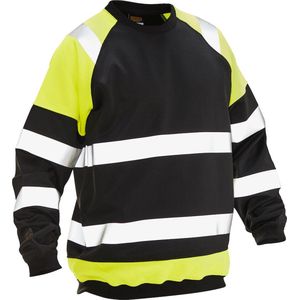 Jobman 5124 Hi-Vis Sweatshirt 65512465 - Zwart/HV Geel - 4XL
