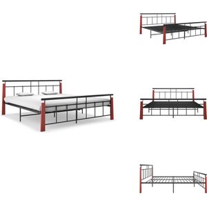 vidaXL Bedframe - Bedframe - Bed Frame - Bed Frames - Bedframe metaal en massief eikenhout 180x200 cm