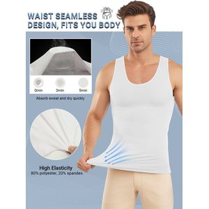 VIMOSE 2 Stuk(s) Mannen Shapewear Corrigerende ondershirt - Korte Mouwen - Slimming -Wit-XXL