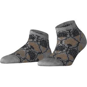 FALKE Cuban Retreat kort gedessineerd linnen katoen sneakersokken enkelsokken dames grijs - maat 35-38