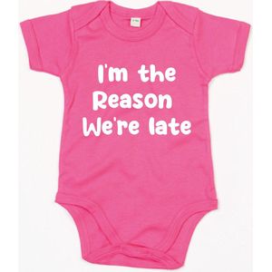 Rompertje I Am The Reason We Are Late-Fuchsia-0-3 Maanden