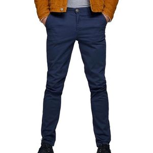 Heren Chino Broek Stretch Pantalon Taps Toelopende Pasvorm Slim Fit