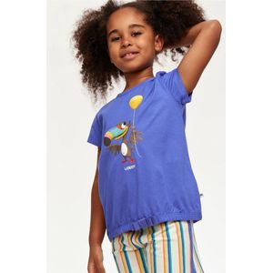 Woody pyjama meisjes - blauw - toekan - 231-1-BST-S/829 - maat 140