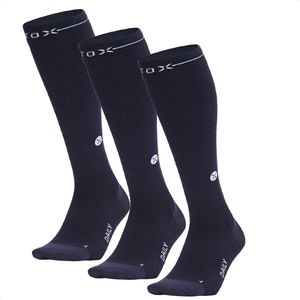 STOX Energy Socks - 3 Pack Merino Everyday sokken voor Mannen - Premium Compressiesokken - Kleur: Donkerblauw/Grijs - Maat: XLarge - 3 Paar - Voordeel - Mt 46-49