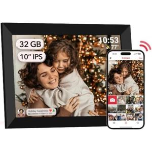 Digitale Fotolijst 10,1 inch WiFi Touchscreen IPS LCD 1280x800 Resolutie 32 GB Geheugen Draadloos Delen Automatische Rotatie Cloud Fotolijst