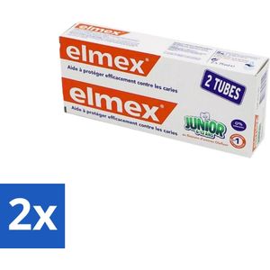 Elmex Junior Tandpasta - Bescherming & Versterking voor Blijvende Tanden - Set van 2 x 75ml - Voordeelverpakking - 2 stuks