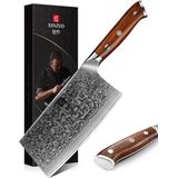 Xinzuo B13R Yu - Chinese Cleaver - 18 cm - Damascus Staal - Rozenhouten Handvat