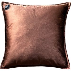 Warmpi® Draadloos Warmtekussen incl. Warmpi® Powerbank (10.000mah) - Fluweel Bruin - Elektrisch verwarmd sierkussen heeft ook kabel van 3m voor opwarming via stopcontact of USB Poort - 3 warmtestanden - kussen 45x45 cm - bruine velvet stof