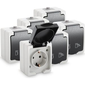 Opbouwstopcontact IP54 voor vochtige ruimtes - 1-voudig buitenstopcontact met klapdeksel