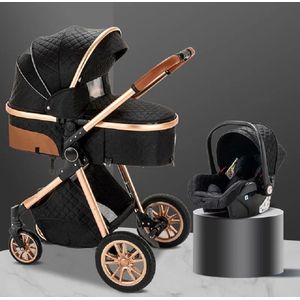 Coco® - Luxe Kinderwagen 3 in 1 - Black - Opvouwbaar - Multifunctioneel - Afneembaar zitje
