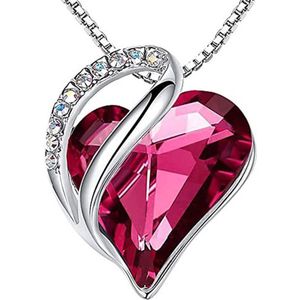 Ketting hartje versierd met licht roze Swarovski® kristal - 45 cm - Valentijnsdag - Moederdag Cadeau - Geschenkset Vrouwen - Cadeau voor Vrouw - Verjaardagscadeau - Cadeau - Geschenk voor haar - Kerst Cadeau - Juwelia