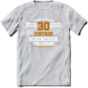 30 Jaar Legend T-Shirt | Goud - Wit | Grappig Verjaardag en Feest Cadeau Shirt | Dames - Heren - Unisex | Tshirt Kleding Kado | - Licht Grijs - Gemaleerd - XXL