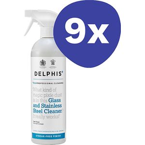 Delphis Eco Glas en Roestvrij Staal Reiniger (9x 700ml)