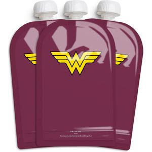 3-Pack Reusable Food Pouches - Wonder Women